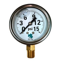 Zenport 2.5 in. ABS Plastic Glycerin Filled Pressure Gauge 15 psi