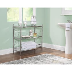 Linon Home Decor Chrome Silver Glass/Stainless Steel Bathroom Shelf