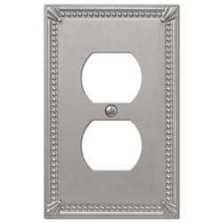 Amerelle Imperial Bead Brushed Nickel 1 gang Metal Duplex Wall Plate 1 pk