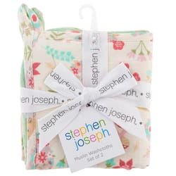 Stephen Joseph Multicolored Cotton Hedgehog Muslin Washcloth Set 2 pc