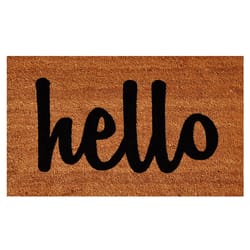 Home & More 2 ft. W X 3 ft. L Multi-color Hello Script Coir Door Mat