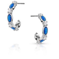 Montana Silversmiths Women's Moonlit Night Opal  Blue/Silver Earrings