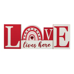 Glitzhome Valentines Day Love Lives Here Table Decor Wood 1 pc
