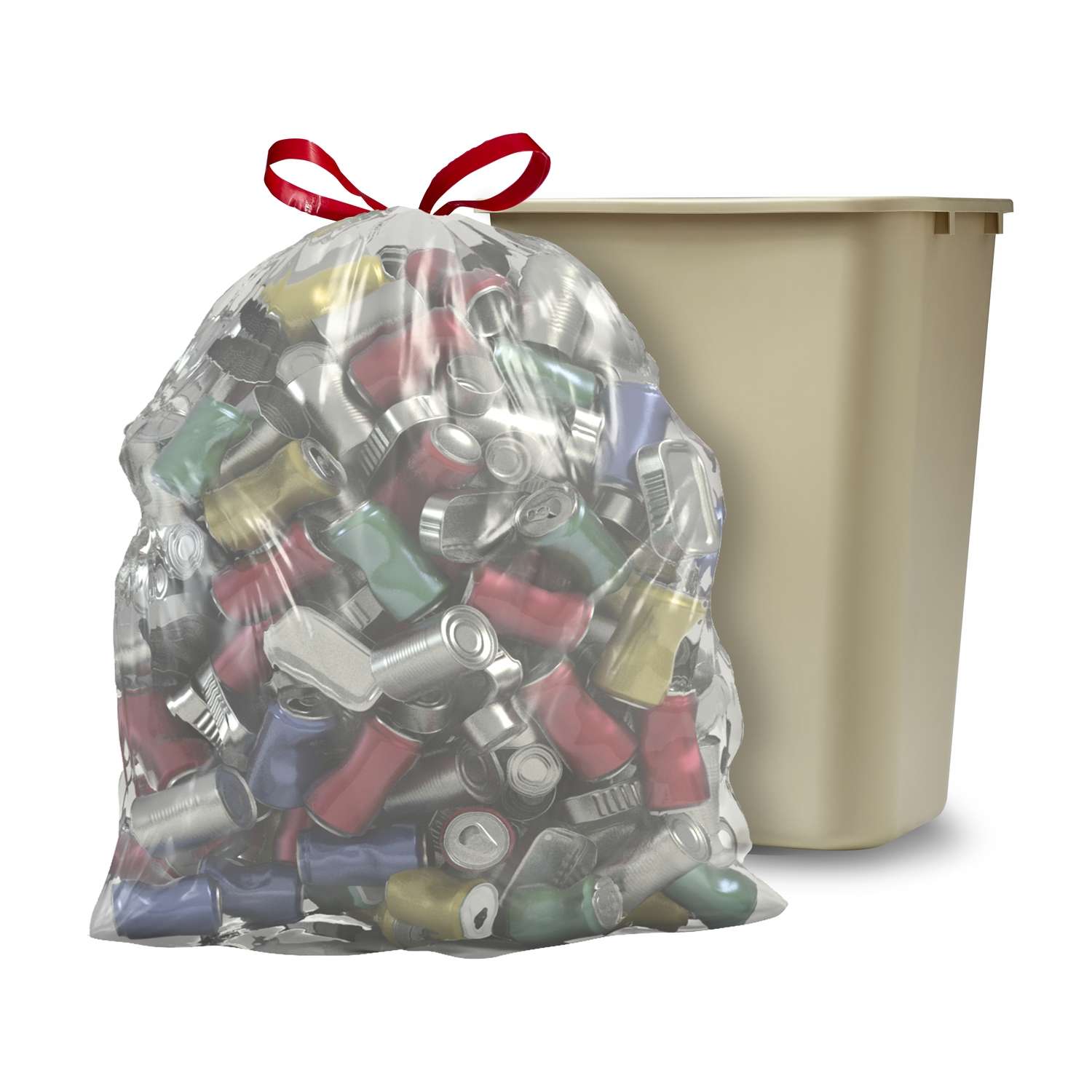 Glad Drawstring Clear Recycling Tall Kitchen Trash Bags, 13 Gallon