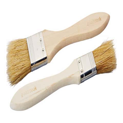 2 Wide Boar Bristle Pastry / Basting Brush with Wood Handle