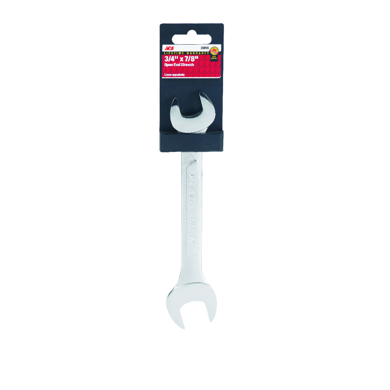 Ace Pro Series 3/4 in. X 7/8 in. SAE Open End Wrench 10 in. L 1 pc -  25918