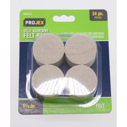 Projex Felt Self Adhesive Protective Pad White Round 1-1/2 in. W 24 pk