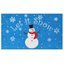 Home & More 1.42 W X 2.42 L Blue Let It Snow Coir Door Mat