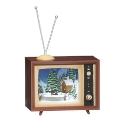 Roman Amusement Multicolored Television with Winter Scene Light Up Animated Music Box 6.4 in.