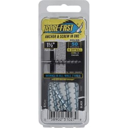 HILLMAN Bore-fast 3/16 in. D X 1-1/2 in. L Steel Pan Head Screw and Anchor 6 pc
