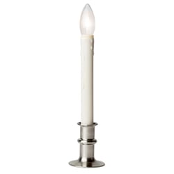 Celestial Lights LED Bushed Nickel Battery Operated Taper Window Candle 13 in.