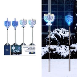 Alpine Iridescent Menorah/Dreidel Stake 33 in. Pathway Decor