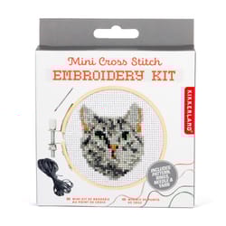 Kikkerland Tabby Cat Embroidery Kit Cotton/Polyerster Fabric 1 pk