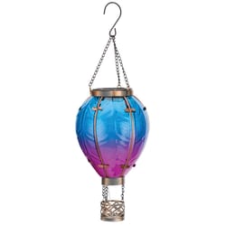 Regal Art & Gift Blue Glass/Metal 15 in. H Hot Air Balloon Lantern
