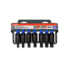 Crescent Assorted Sizes X 1/2 in. drive Metric 6 Point Hex Bit Socket Set 7 pc