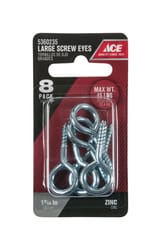 Ace 5/32 in. D X 1-7/16 in. L Zinc-Plated Steel Screw Eye 45 lb. cap. 8 pk