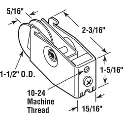 Prime-Line 1-1/2 in. D X 0.31 in. L Nylon/Steel Roller Assembly 1 pk
