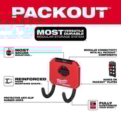Milwaukee Packout Small Black/Red Plastic 3 in. L Curved Hook 15 lb 1 pk