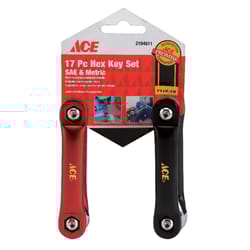 Ace Metric and SAE Fold-Up Hex Key Set 17 pc