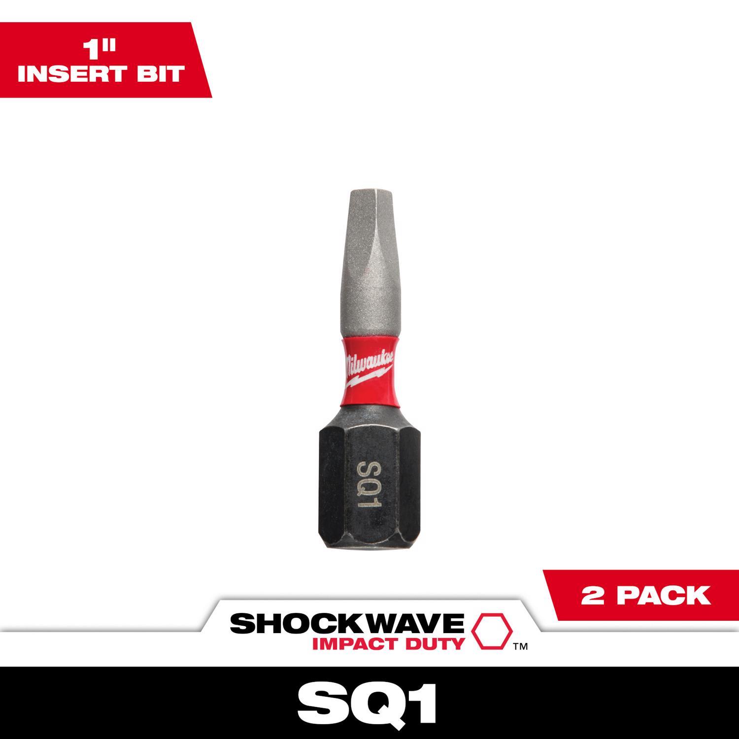 Photos - Drill Bit Milwaukee Shockwave Square #1 X 1 in. L Screwdriver Bit Steel 2 pk 48-32-4 