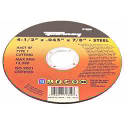 Forney 4-1/2 in. D X 7/8 in. Aluminum Oxide Metal Cut-Off Wheel 1 pc