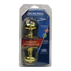 Schlage Plymouth Bright Brass Entry Door Knob 1-3/4 in.