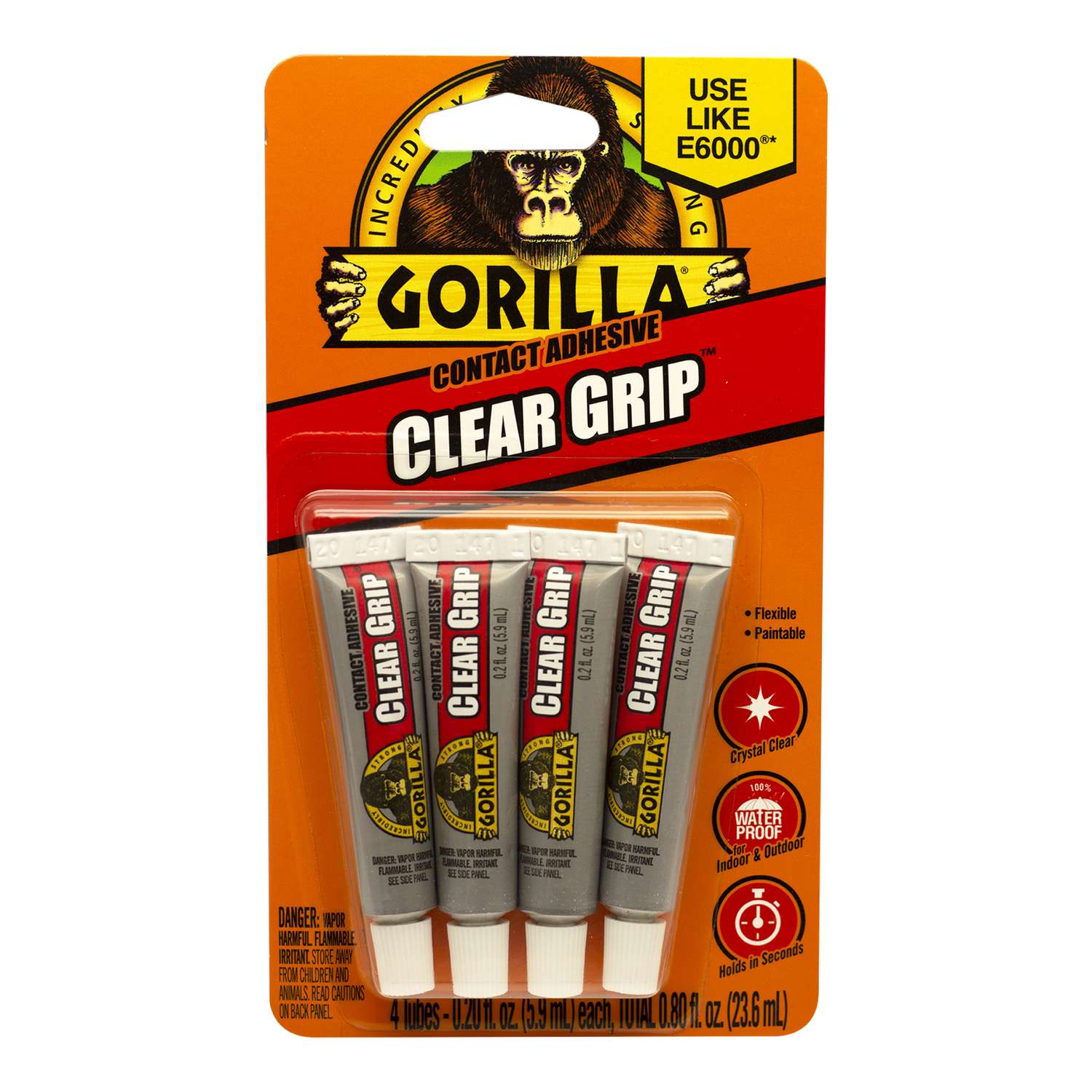 Gorilla Clear Grip High Strength Contact Adhesive 4 pk Ace Hardware