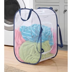 Whitmor Blue/White Fabric Collapsible Hamper