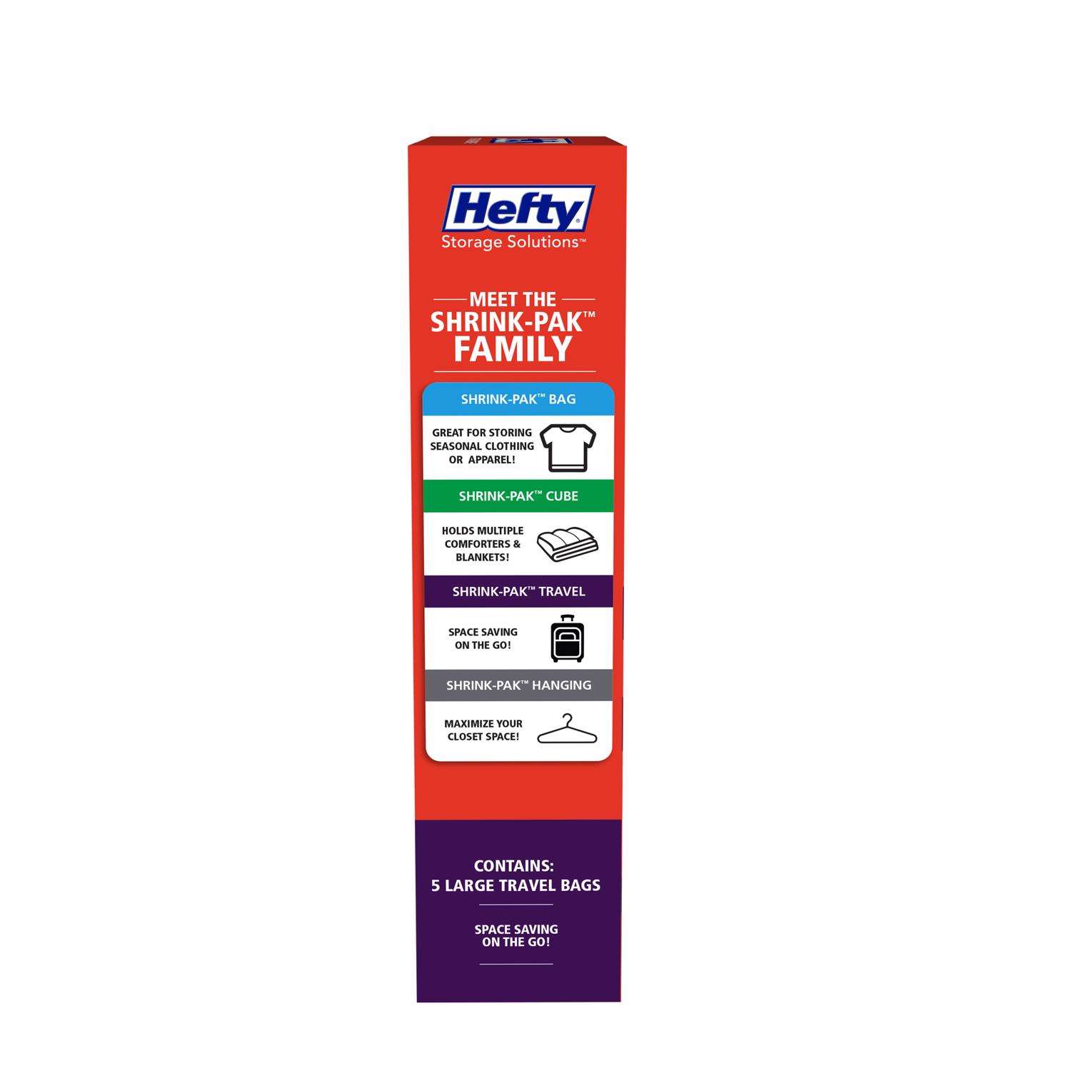 Hefty Shrink-Pak - 6 Medium Zipper Vacuum Storage Bags for Storage for  Clothes, Pillows, Towels, or Blankets - Space Saver Vacuum Sealer Bags  Ideal