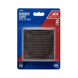 Ace Rubber Furniture Cups Brown Square 3 in. W X 3 in. L 2 pk