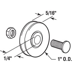 Prime-Line 1 in. D X 5/16 in. L Mill Steel Roller Assembly 2 pk