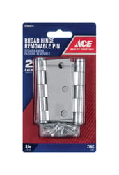 Ace 3 in. L Zinc-Plated Broad Hinge 2 pk