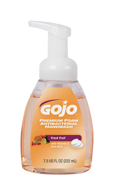 GOJO Premium Foam Antibacterial Handwash, Fresh Fruit Scent, 7.5 fl oz Hand Soap Pump Bottle (Pack of 6) - 5710-06, Translucent apricot (B0040ZOMZA)