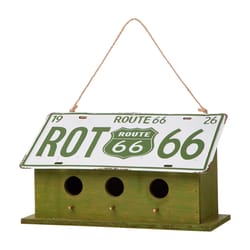 Glitzhome 7.75 in. H X 5.5 in. W X 14 in. L Metal and Wood Bird House