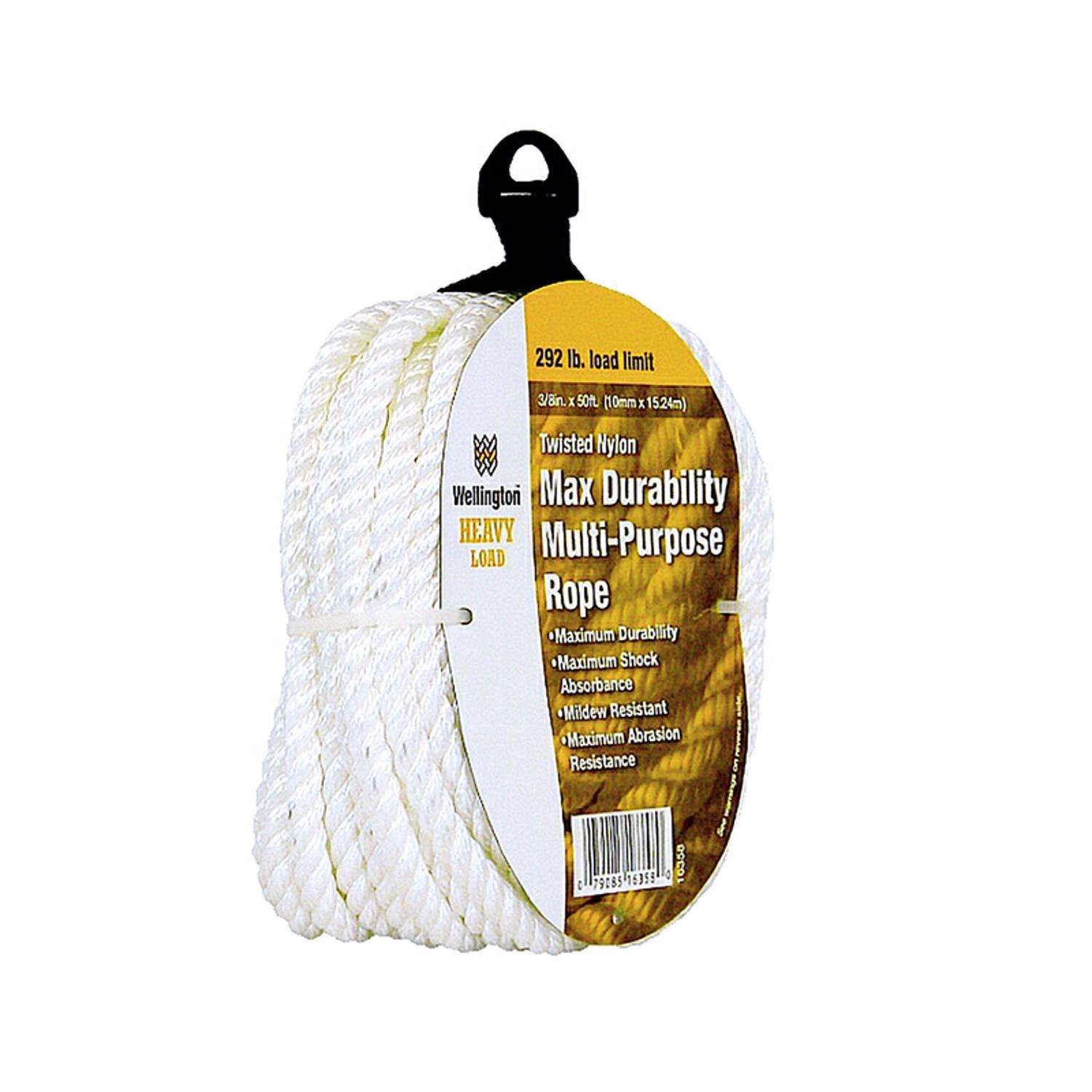 Wellington 3/8 in. D X 50 ft. L White Twisted Nylon Rope Ace Hardware