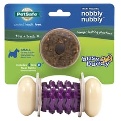 PetSafe Busy Buddy Purple/White Nylon/Rubber Nobbly Nubbly Treat Holding Toy Small 1 pc