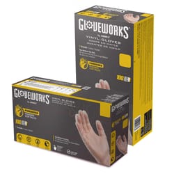 Gloveworks Vinyl Disposable Gloves Medium Clear Powdered 100 pk