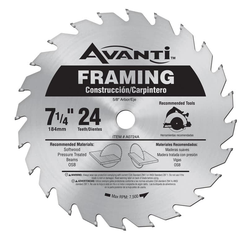 A0724A Freud Avanti 7-1/4 in. D X 5/8 in. Carbide Tip Ste sku A0724A