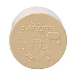 Charlotte Pipe FlowGuard 3/4 in. Slip CPVC Drain Cap 10 pk