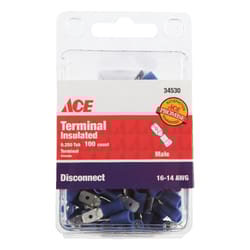 Ace Insulated Wire Male Disconnect Blue 100 pk