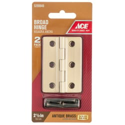 Ace 2-1/2 in. L Antique Brass Broad Hinge 2 pk