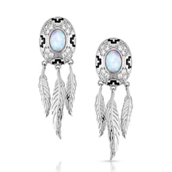Montana Silversmiths Women's Divine Touch Opal Silver Earrings Water Resistant