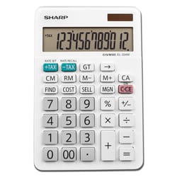 Sharp White 12 digit Solar Powered Calculator