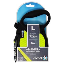 Alcott Black/Yellow Visibility Plastic Dog Retractable Leash Large