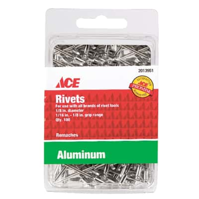 Ace 1/8 in. Dia. x 1/8 in. Aluminum Rivets Silver 100 pk - Ace Hardware