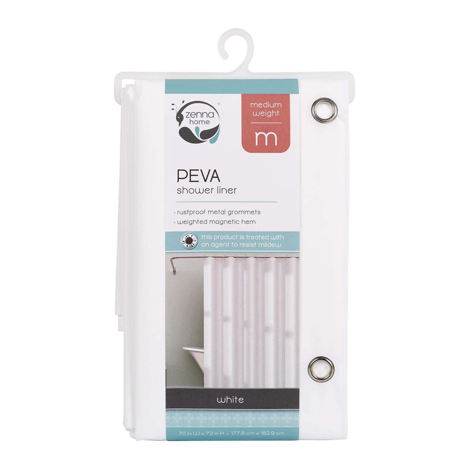 Zenna Home 71 in. H X 70 in. W White Solid Shower Curtain Liner PEVA ...