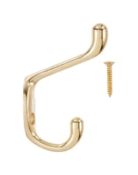 Ace 3 in. L Bright Brass Bright Brass Brass Medium Heavy Duty Coat and Hat Hook 1 pk