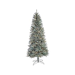 Celebrations 7 ft. Slim LED 400 ct Blue Spruce Christmas Tree