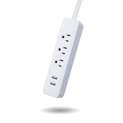 Globe Electric Designer 6 ft. L 3 outlets Power Strip with USB Ports White 300 J