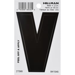 Hillman 3 in. Black Vinyl Self-Adhesive Letter V 1 pc